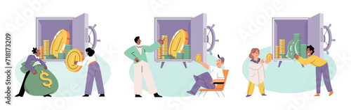 Capital investment vector illustration. Banking institutions play vital role in facilitating movement and management funds and cash Effective wealth management ensures solid groundwork for long-term