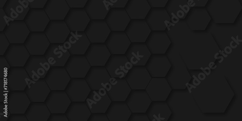 Background hexagons black Hexagonal Luxury honeycomb grid black Pattern. Vector Illustration. 3D Futuristic abstract honeycomb mosaic white wallpaper background. Abstract geometric mesh cell texture.