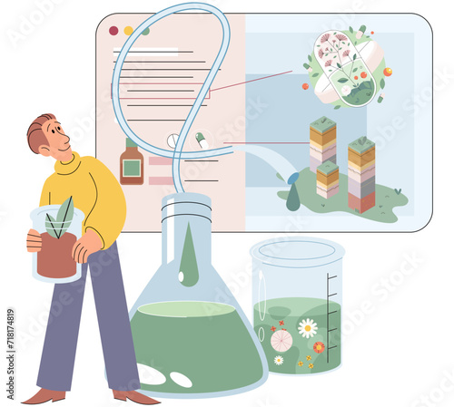 Chinese medicine vector illustration. The simplicity Chinese medicine is beacon guiding ship health to safe harbors Health care, when entwined with Chinese medicine, becomes tapestry vibrant
