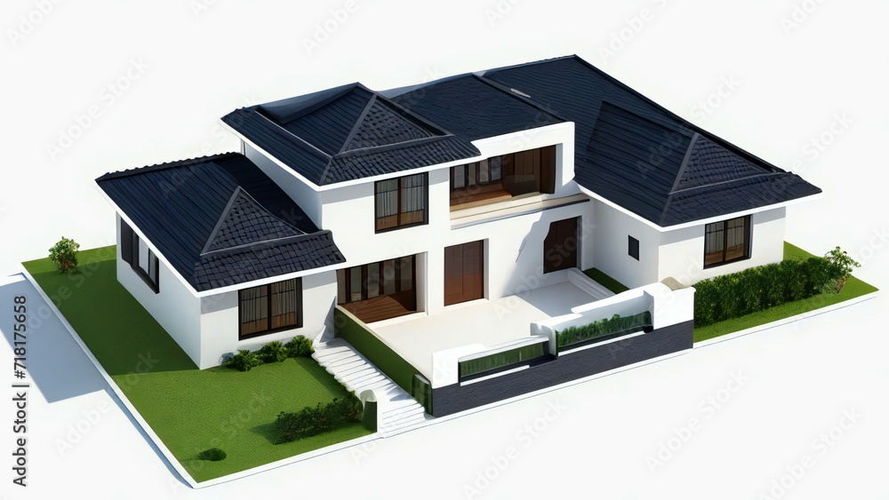 3d render of a modern house on white background, Concept for real estate or property 3d render of a modern house on white background, Concept for real estate or property