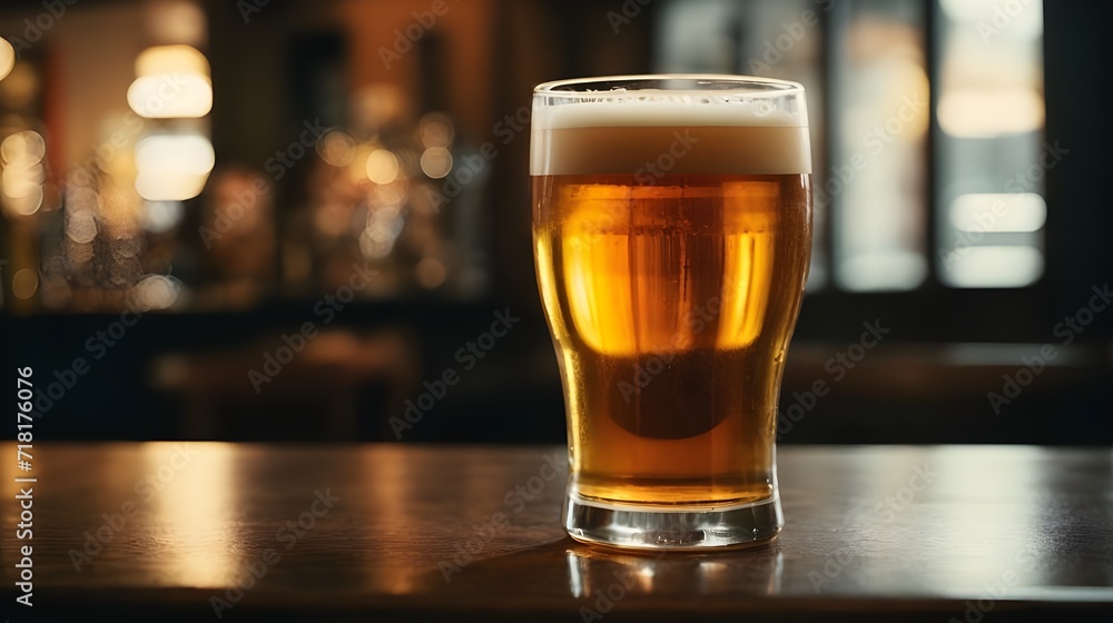glass of beer on the table glass of beer on the table