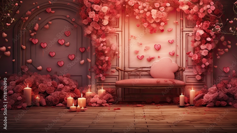 Create a love-infused Valentine's background, blending warm hues and heartwarming visuals. Ideal for cards, social media, or festive decoration