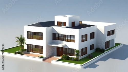 3d render of a modern house isolated on white background, Concept for real estate or property. © home 3d