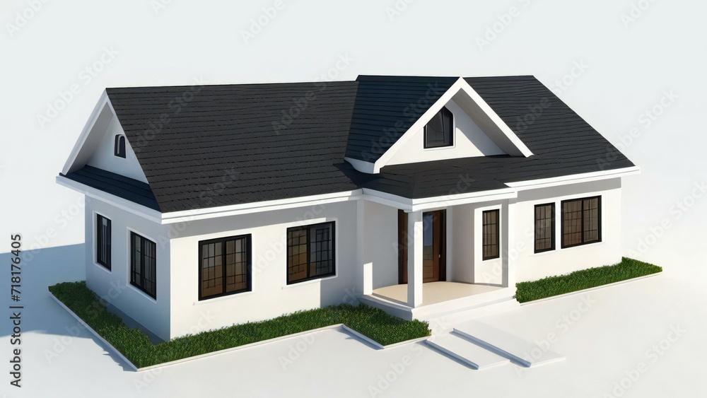 3d illustration luxury house on white background, Concept for real estate or property