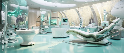 A glimpse into the future of healthcare with a hospital room interior that blends modernity and functionality. photo