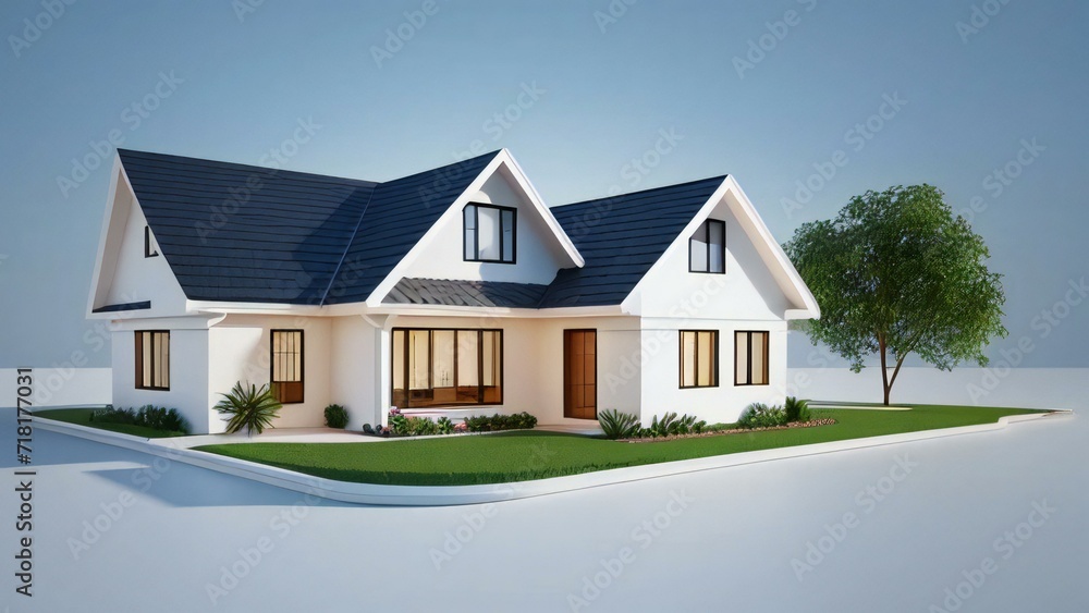 custom made wallpaper toronto digitalA stunning 3D rendering of a modern home showcasing its architectural elegance. Concept for real estate or property.