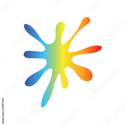 Colorful paint splatter or ink drop. Decorative shape liquid icon vector illustration.