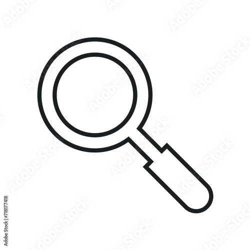 Magnifying glass or search icon outline isolated on a white background.