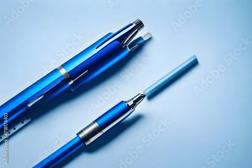 fountain pen on blue