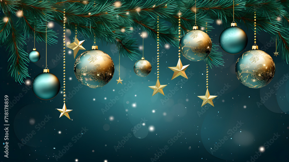 christmas tree branches and balls with ornaments christmas tree branches and balls with ornaments