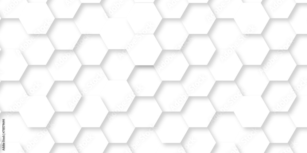 Fototapeta premium Abstract background with hexagon and white Hexagonal Background. Luxury White Pattern. Vector Illustration. 3D Futuristic abstract honeycomb mosaic white background. geometric mesh cell texture.