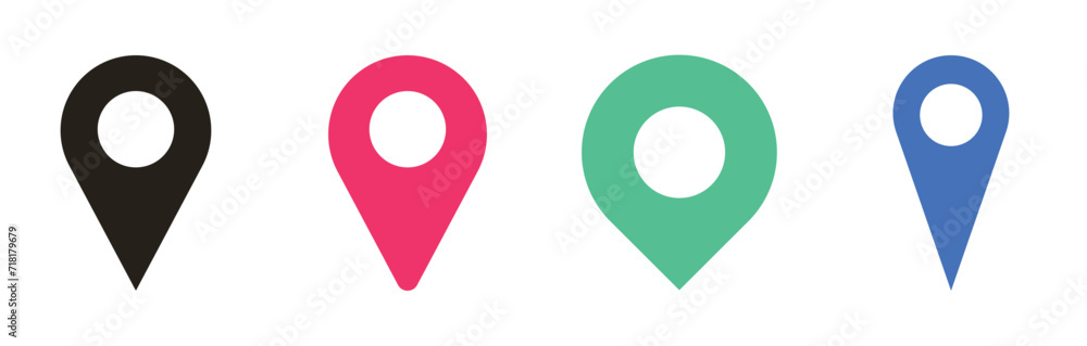 Set of location pin icons flat vector illustration design. Set of location pin icons flat vector illustration design.