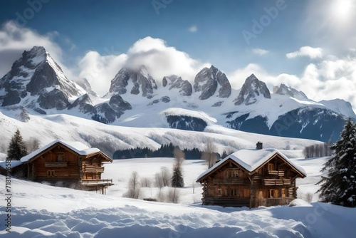 A serene alpine meadow blanketed with fresh snow © Ateeq