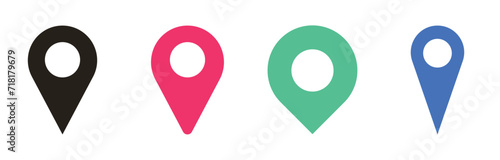 Set of location pin icons flat vector illustration design.