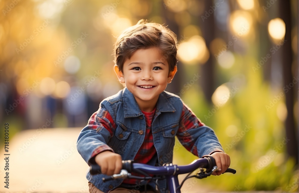 Child riding a bicycle happy smiling Child riding a bicycle happy smiling