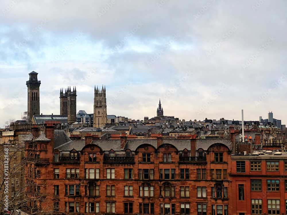 Panoramic view of Glasgow cityscape from Garnethill Viewpoint