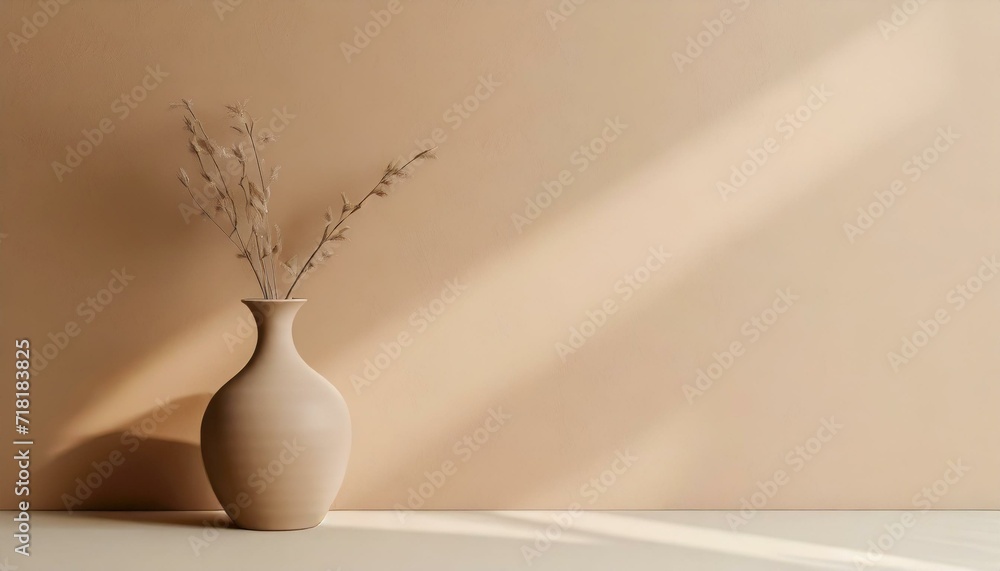 Neutral colored wall with a potted plant
