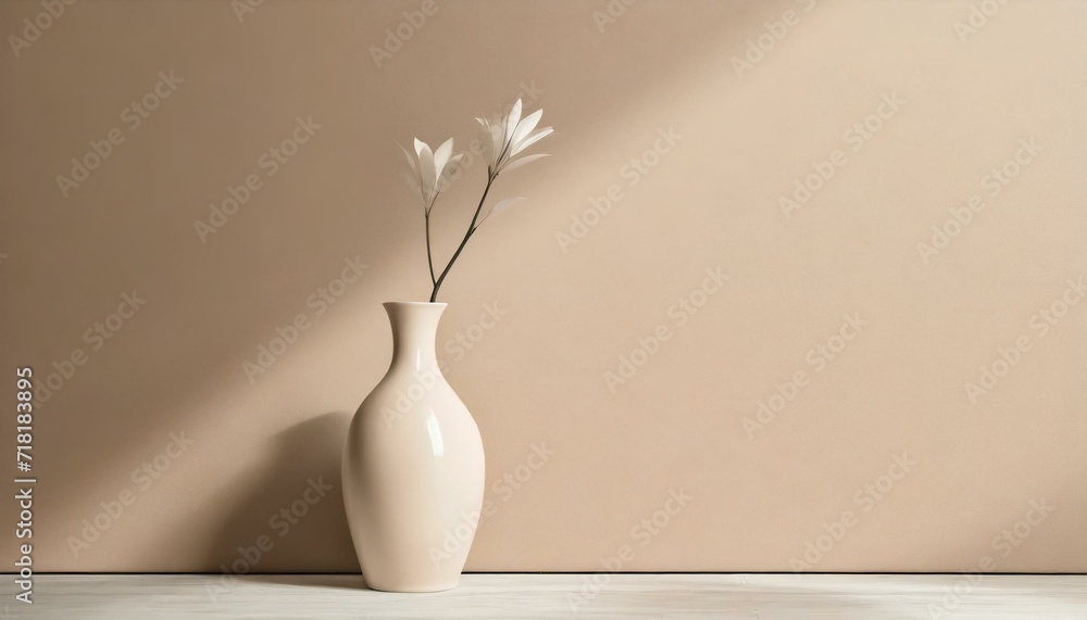 Neutral colored wall with a potted plant
