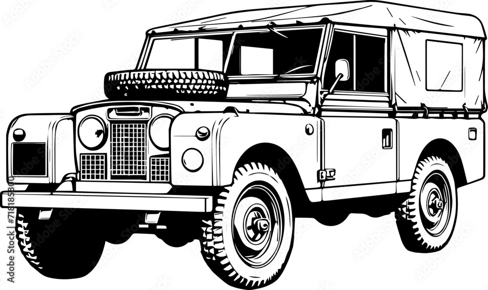 Classic off road vehicle vector, safari car illustration
