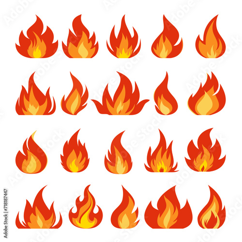 Set of vector fire flames
