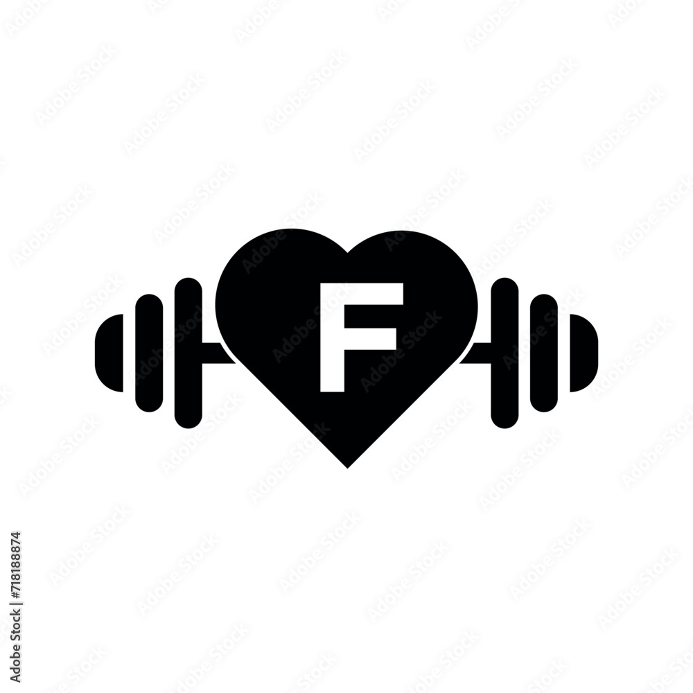 Love Gym Logo combine with letter F vector template Love Gym Logo combine with letter F vector template
