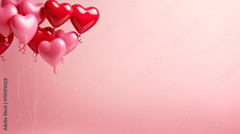 Valentine's day hearts ballons with copyspace, saint valentine and love background concept, blank space, hd