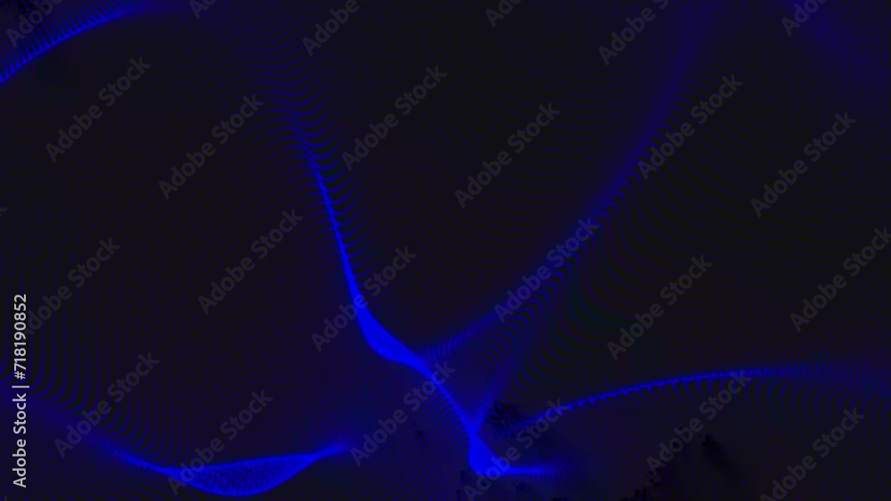 Abstract technology background Flowing blue dots particles wave pattern ...