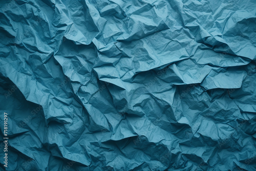 crumpled blue paper texture - obrazy, fototapety, plakaty 