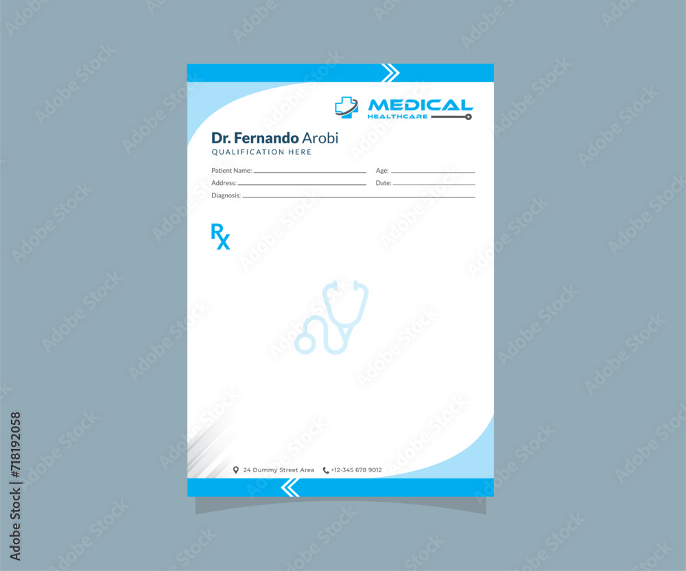 Doctor prescription pad template design, blank rx medical form a4 ...