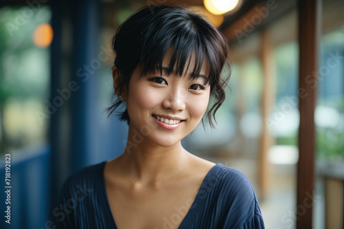 Asian young woman fashion portrait in the street