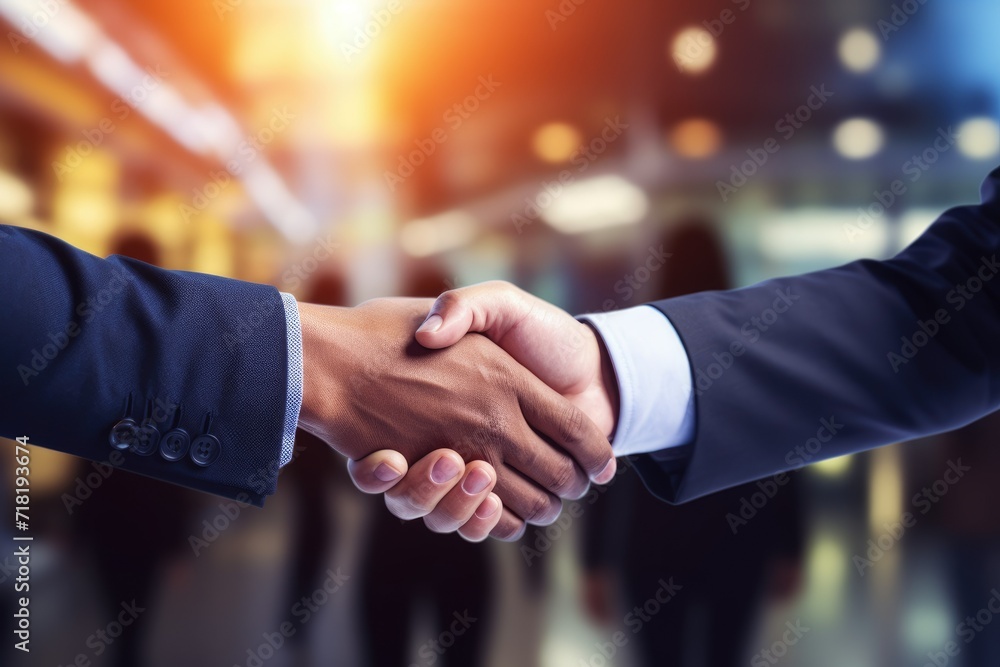 Business people shake hands , Close up of business people shaking hands Ai generated