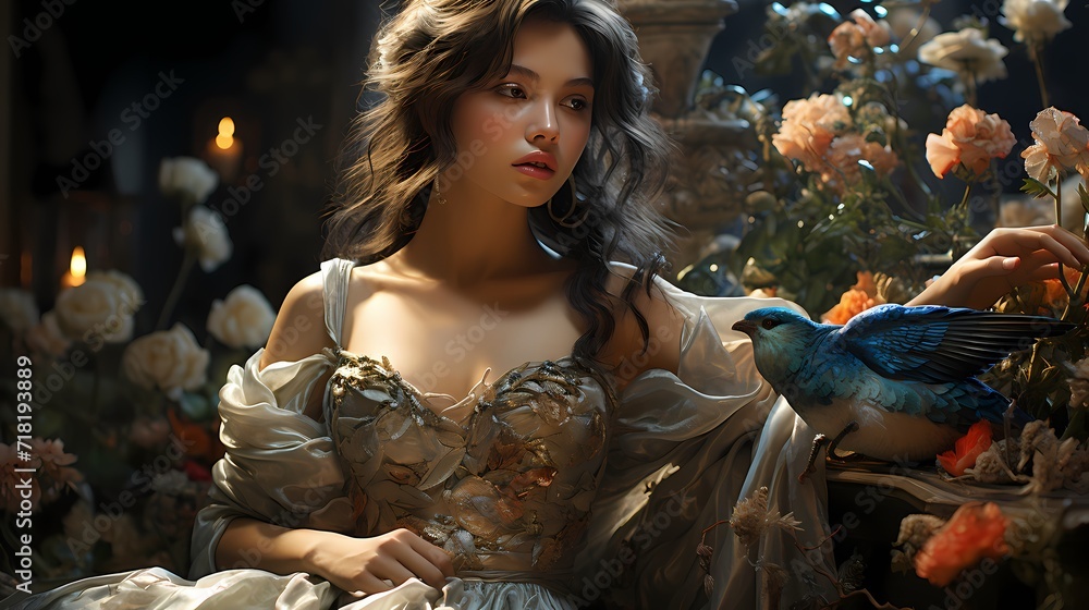He Jiaying's touch evident in a fairy's flowing gown, seamlessly blending with dragon-inspired elements, all in realistic 32K UHD resolution