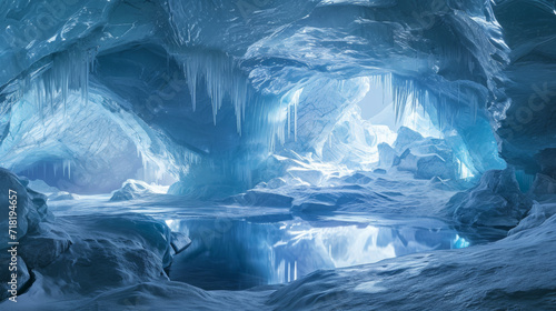 Stunning Ice Cave Filled With Abundant Water