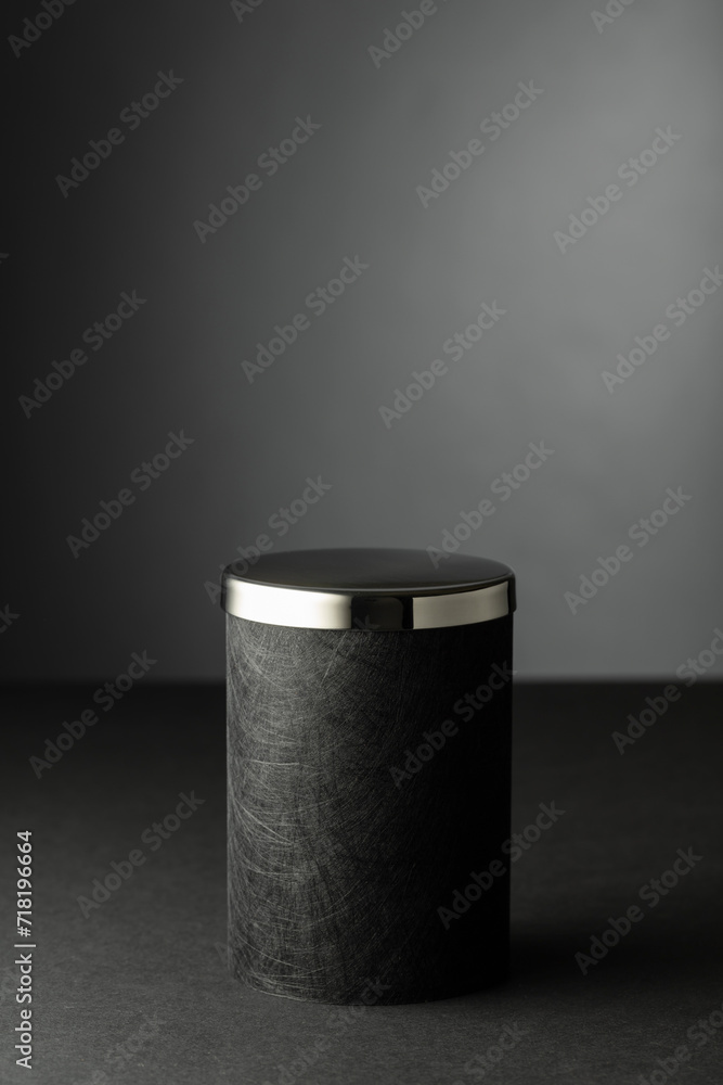 Black podium on a black background. Black podium on a black background.