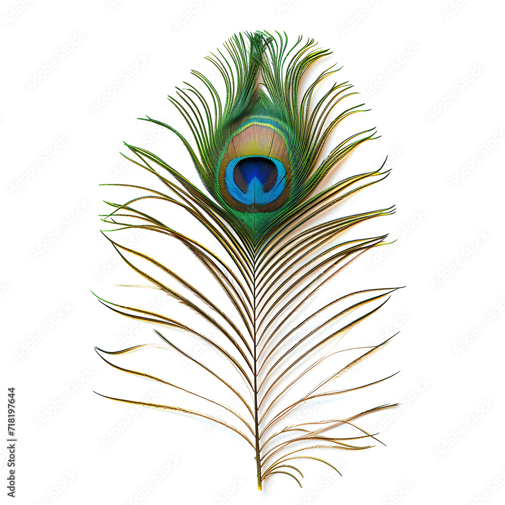 Fototapeta premium Majestic peacock feather isolated on white background