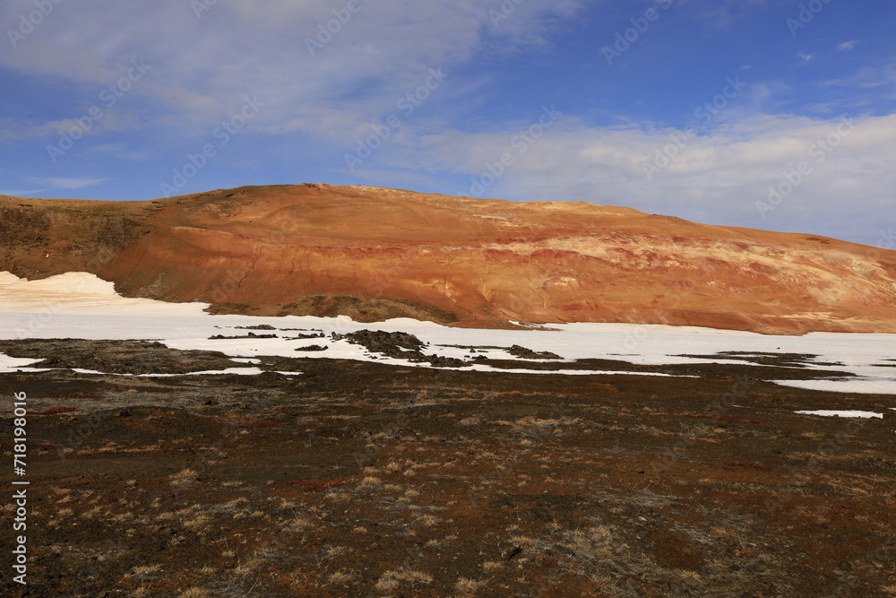 Fototapeta premium Leirhnjúkur is an active volcano located northeast of Lake Mývatn in the Krafla Volcanic System, Iceland