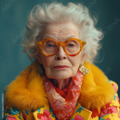 Portrait of a Graceful Senior in Colorful Attire Ai generated © Arjun