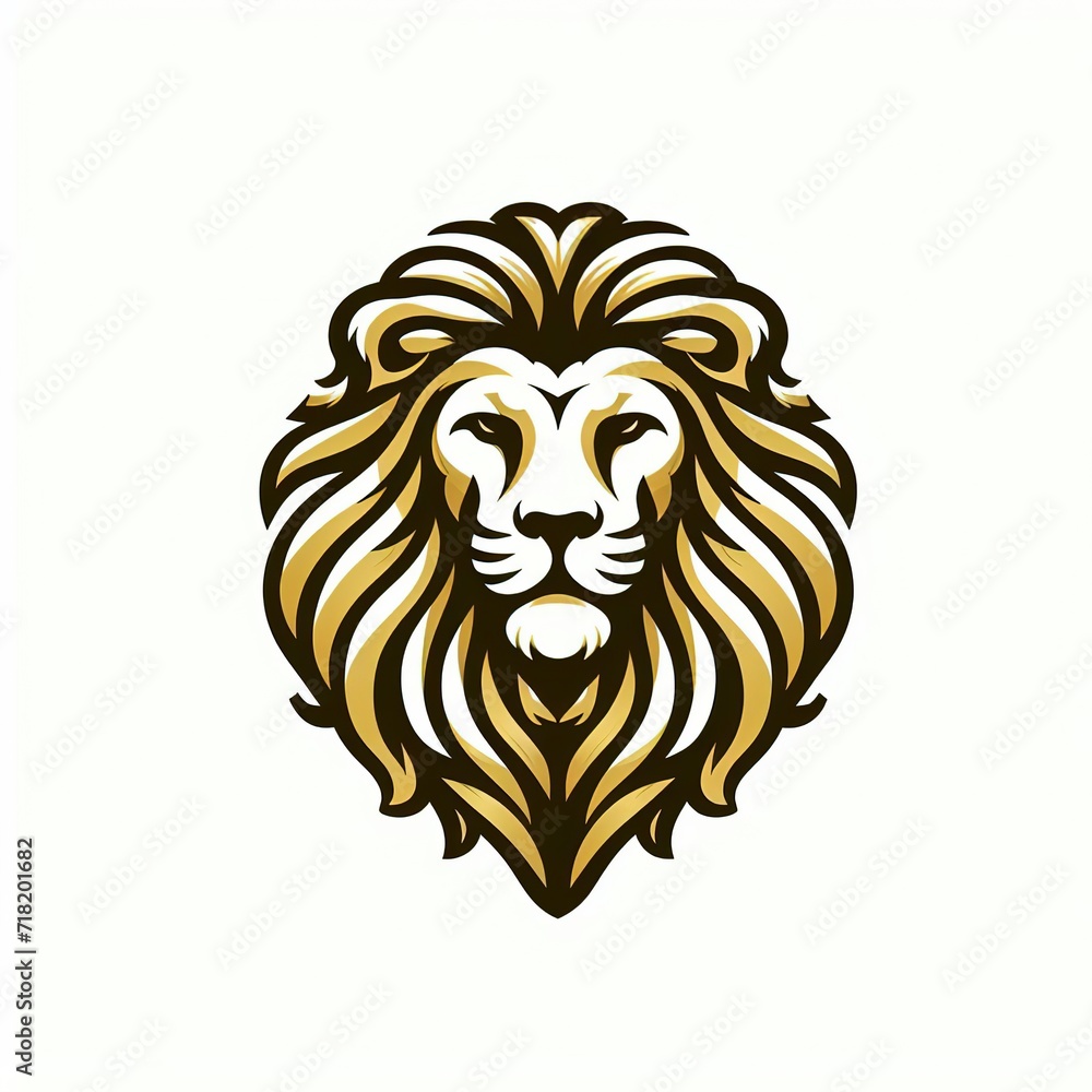 Royal king lion symbols. Elegant gold Leo animal logo. Premium luxury brand identity icon. 