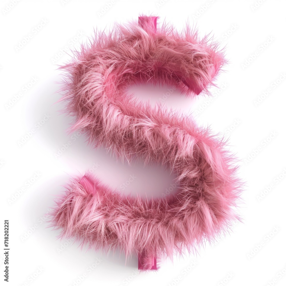 Pink Fur Dollar Sign on White Background. Photorealistic Buck Sign on white backdrop. Square Illustration. Ai Generated Finance and Currency 3D Symbol. Pink Fur Dollar Sign on White Background. Photorealistic Buck Sign on white backdrop. Square Illustration. Ai Generated Finance and Currency 3D Symbol.