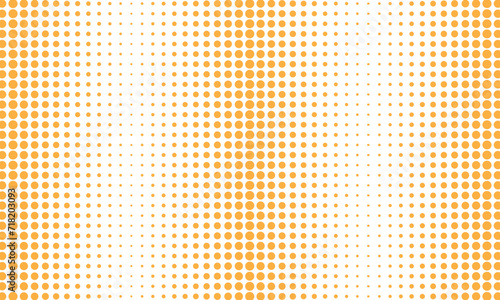 abstract repeatable big to small orange halftone dot pattern.