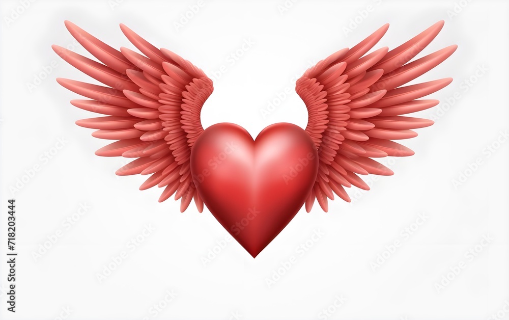 Red heart With wings Vector illustration

