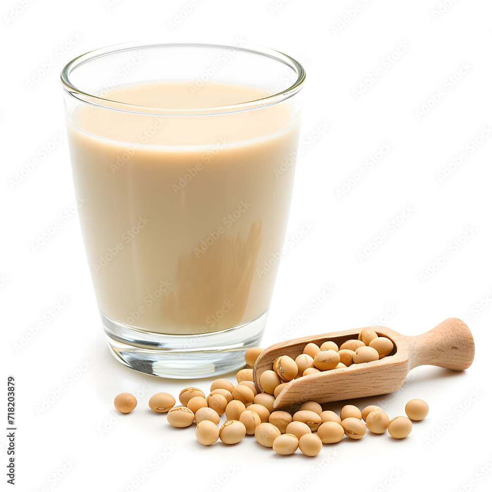 Glass of soy milk isolated on white background Glass of soy milk isolated on white background