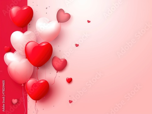 VALENTINE'S DAY BACKGROUND, BLANK PAPER, HEARTS, CLEAN BOX BACKGROUND, HEART BALLOONS