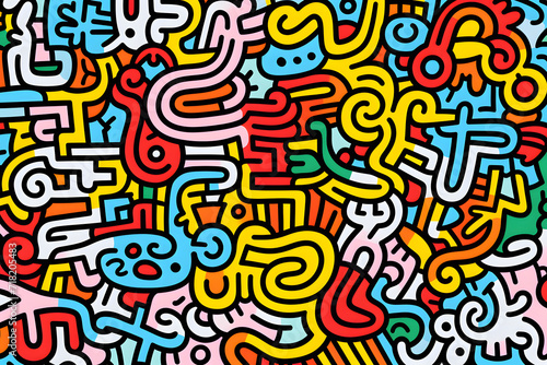 doodle art vivid colors pattern