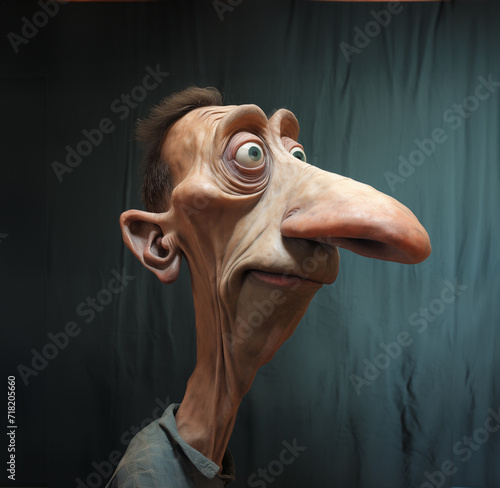 Lying man with a growing nose
