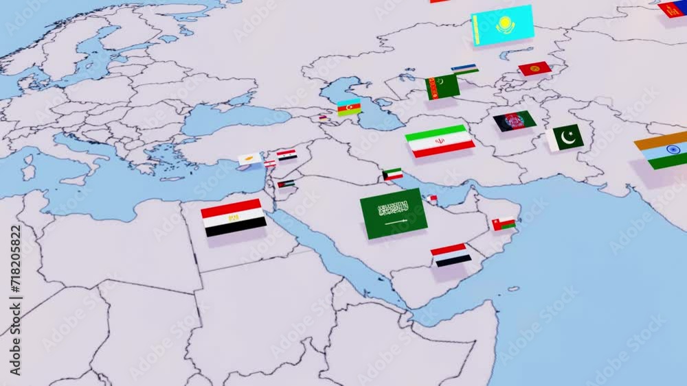 Middle East Nations On World Map 3d Animation With Flags Egypt UAE 1000 F 718205822 Hdh6EEQVYpnA7uVxYygg81nAKxfFCdar