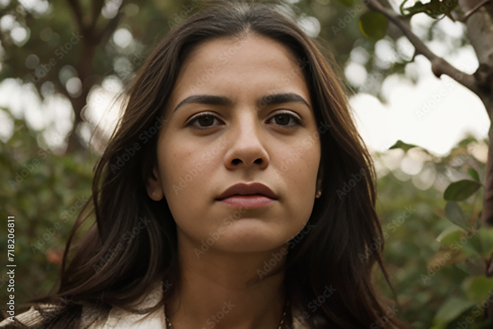 Closeup photo of a woman looking beyond the camera with confidence and determination Closeup photo of a woman looking beyond the camera with confidence and determination