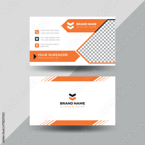 Professional corporate double-sided creative modern Orange Black clean minimalist business card template.