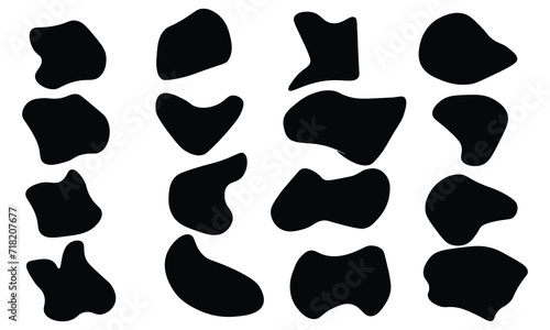 Random blob shapes. Blobs shape organic set. Rounded abstract organic shape. collection of abstract forms for design and paint. random shapes. Black cube drops simple shapes