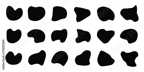 Random blob circles silhouette icon set. An arrangement of black organic shapes. Isolated on a white background.